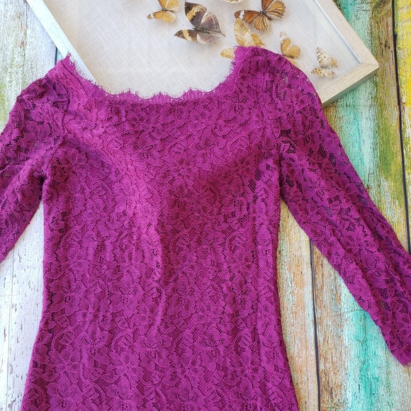 DVF Zarita Magenta Lace Sheath Cocktail Dress 8 - Picture 2 of 8